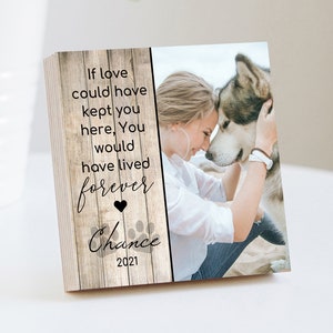 Memorial de simpatía para mascotas personalizado - Bloque de fotografía impreso de 4" o 6" con tarjeta escrita a mano - Marco conmemorativo para perros Regalo de simpatía para perros Recuerdo para perros