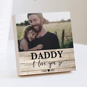 Marco de regalo personalizado para el Día del Padre - Bloque de fotos de 4" o 6" con tarjeta escrita a mano - Regalo para el Día del Padre de parte de un hijo - Caja de regalo para papá