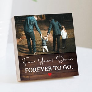 4 Year Anniversary Gift - Wood Photo Block 4&quot; or 6&quot; - Succulent Pot, 4th Year Anniversary, Wedding Anniversary Gift, 4th Anniversary Gift