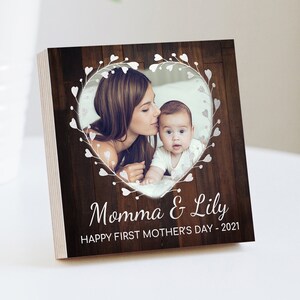 Regalo para el primer día de la madre: bloque de fotos personalizado de 4 o 6 pulgadas, regalo para mamá primeriza, regalo para esposa, regalo con foto para nueva familia para el día de la madre