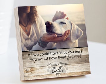 Personalized Pet Memorial Printed 4&quot; or 6&quot; - Wood Photo Block - Dog Loss Gift - Dog Memorial Frame - Pet Loss Gift Dog - Pet Memorial