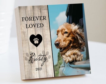 Personalized Pet Memorial Printed 4" or 6" - Wood Photo Block - Dog Loss Gift - Dog Memorial Frame - Pet Loss - Pet Memorial - Forever Loved