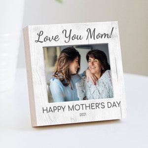 Marco de regalo personalizado para el Día de la Madre "Te amo mamá" - Bloque de fotos de 4" o 6" con tarjeta escrita a mano - Marco para el Día de la Madre - Regalo para mamá