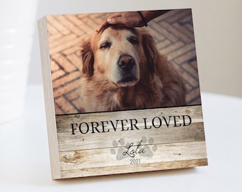 Personalized Pet Memorial Printed 4" or 6" - Wood Photo Block - Dog Loss Gift - Dog Memorial Frame - Pet Loss Gift Dog - Pet Memorial