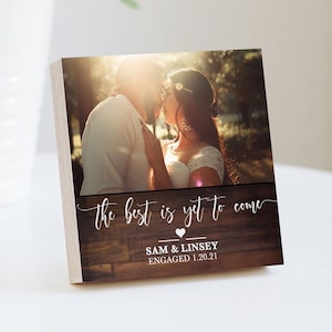 Personalized Engagement Frame Gift - Photo Block 4&quot; or 6&quot; - Custom Engagement Gift For Couple, Gift for Newly Engaged