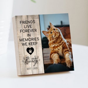 Personalized Cat Memorial Printed 4" or 6" - Wood Photo Block - Cat Memorial Frame - Cat Keepsake - Cat Sympathy Gift For Cat Loss Pet Loss