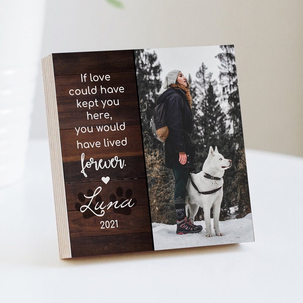 Personalized Pet Memorial Printed 4" or 6" - Wood Photo Block - Dog Memorial Frame - Dog Sympathy Gift For Dog - Deceased Pet Frame