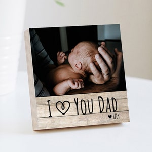 Cornice regalo personalizzata per la festa del papà - Ti amo papà - Blocco fotografico da 4" o 6" con biglietto scritto a mano - Regalo per la festa del papà da figlia o figlio