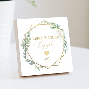 Cadeau cadre de fiançailles calendrier avec noms 4&quot; sur 6&quot; - cadeau de fiançailles personnalisé pour couple nouvellement fiancé - cadeau de fête de fiançailles