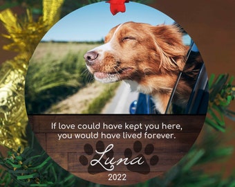 Personalized Pet Sympathy Gift - Christmas Photo Ornament - 4" or 6 (JUMBO)" - Personalized Christmas Ornament - Dog Memorial Photo