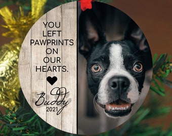 Personalized Pet Sympathy Gift - Christmas Photo Ornament - 4" or 6 (JUMBO)" - Personalized Christmas Ornament - Dog Memorial Photo