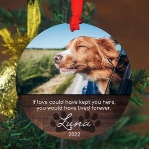 Personalisiertes Haustier Beileidsgeschenk - Weihnachtsfotoverzierung - 10 oder 6 (JUMBO)" - Personalisierte Weihnachtsverzierung - Hund Erinnerungsfoto