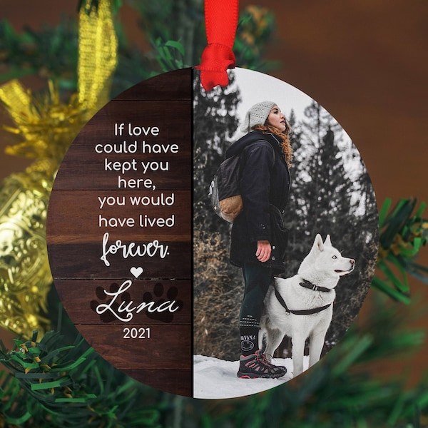 Personalized Pet Sympathy Gift - Christmas Photo Ornament - 4" or 6 (JUMBO)" - Personalized Christmas Ornament - Dog Memorial Photo