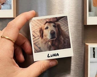 Custom Premium Wood Block Fridge Photo Magnets - Free Shipping -  2" Wooden Photo Magnet - Personalized Dog Photo Magnet With Name