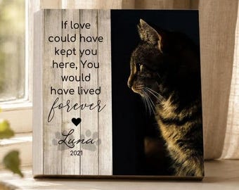 Personalized Cat Memorial Gift - Printed 4" or 6" Photo Block - Cat Memorial Frame - Cat Keepsake - Cat Sympathy Gift For Cat Loss Pet Loss