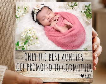Personalized Godmother Proposal Box - Custom Photo Block 4" or 6" - Godmother Proposal Gift, With Gift Box Options