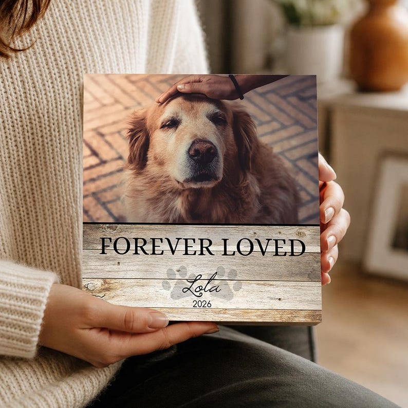Personalized Pet Memorial Printed 4" or 6" - Wood Photo Block - Dog Loss Gift - Dog Memorial Gift - Pet Loss Gift Dog - Pet Memorial Gift image 7