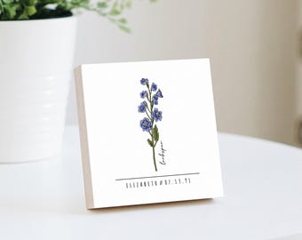 Personalized Birth Flower Gift - 4" or 6" Photo Block - New Baby Gift - Gifts For Her - First Birthday Gift - Birth Month Flower