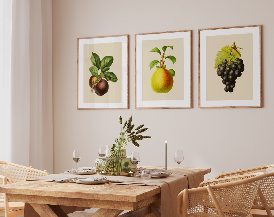 art prints set of 3 for kitchen - etsy Images High... Vintage Fruit Print Set of 3- Professional Art Print Set - Kitchen Art ...