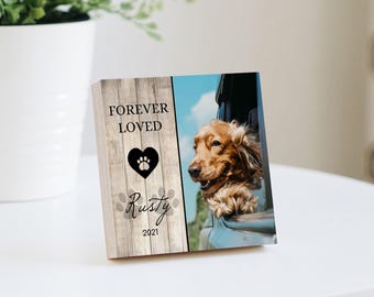 Personalized Pet Memorial Printed 4" or 6" - Wood Photo Block - Dog Loss Gift - Dog Memorial Frame - Pet Loss - Pet Memorial - Forever Loved