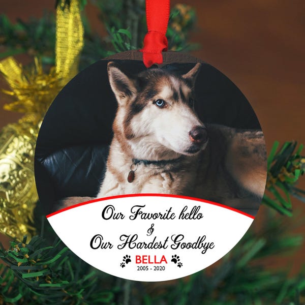 Ornamento commemorativo per animali domestici con foto - Regalo per la perdita del cane - Ricordo dell'animale domestico - Ornamento commemorativo per cani - Portachiavi commemorativo per animali domestici - Decorazioni natalizie