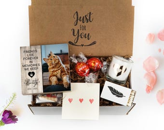 Gepersonaliseerde geschenkdoos huisdier sympathie - herdenkingslijst 4" of 6" - kat herdenkingscadeau - geschenkdoos kat verlies - kat herdenkingslijst - spa geschenkdoos