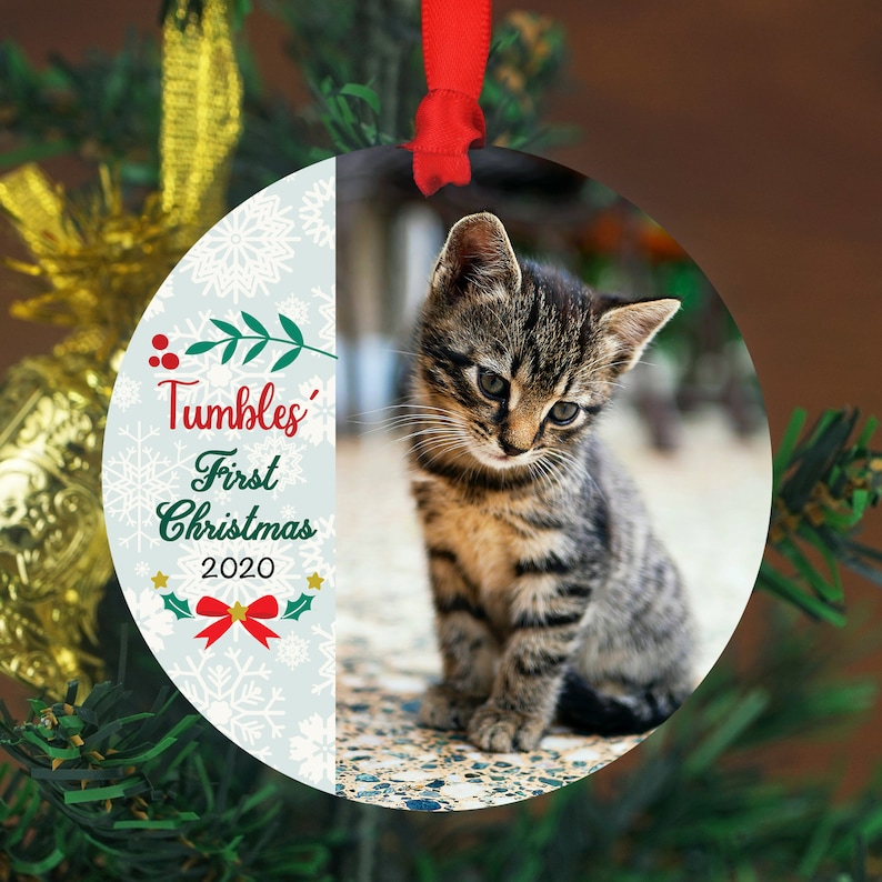 Cat's First Christmas Ornament  Photo Ornament  image 1