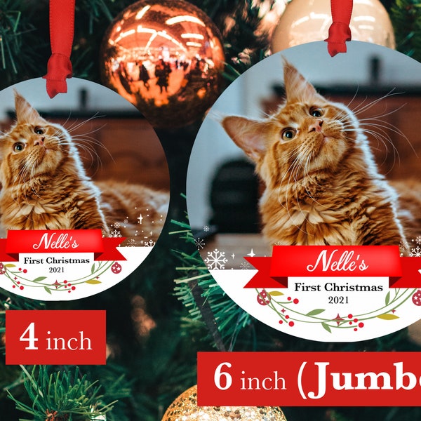 Première décoration de Noël du chat - Décoration photo - Décoration de Noël - Décoration de Noël personnalisée - Premier Noël