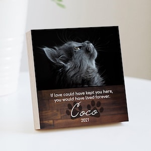 Personalisiertes Erinnerungsgeschenk für Katzen – Bedruckter 4" oder 6" Fotoblock – Katzen-Gedenkrahmen – Katzen-Andenken – Beileidsgeschenk bei Katzenverlust