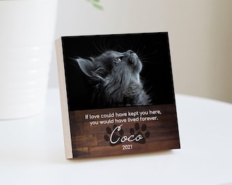 Personalized Cat Memorial Gift - Printed 4" or 6" Photo Block - Cat Memorial Frame - Cat Keepsake - Cat Sympathy Gift For Cat Loss Pet Loss
