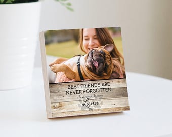 Personalized Pet Memorial Printed 4" or 6" - Wood Photo Block - Dog Loss Gift - Pet Remembrance - Dog Memorial Frame - Deceased Pet Frame