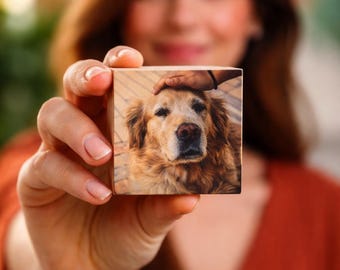 Personalized Pet Memorial - 2", 4", 6" or 8" - Wood Photo Block, Dog Loss Gift - Dog Memorial Gift - Pet Loss Gift Dog-  Pet Memorial Gift