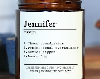 Vela personalizada con definición de nombre. Vela divertida. Regalo de cumpleaños. Regalo de Navidad personalizado para mamá. Diccionario de nombres personalizado para la mejor amiga. Vela única.