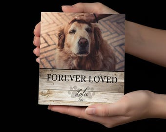 Regalo personalizado en memoria de un perro para dueños de mascotas. Placa conmemorativa para perros fallecidos. Marco de fotos de madera. Regalo personalizado. Recuerdo conmemorativo para expresar condolencias por la pérdida de un perro.