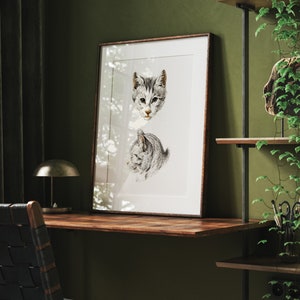 Cat Art Print- Professional Art Print - Cat Artwork, Minimalist Cart Art, Cat Lover Gift, Cat Wall Art, Cat Poster, Gifts for Cat Lovers
