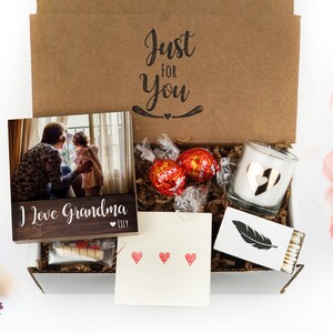 Personalized Mother&#39;s Day Gift Box for Grandma - 4&quot; or 6&quot; Photo Block - Grandma Gift Box - Mother&#39;s Day Gift Frame - Grandma Frame