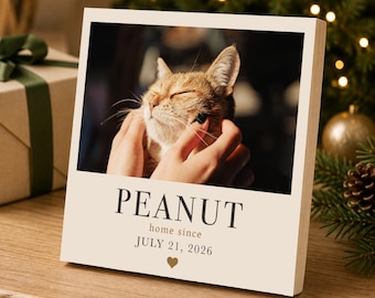 Personalized Cat Gotcha Day Gift, Custom Cat Photo Block, Cat Adoption Gift, Rescue Cat Gift, Cat Mom Gift, Personalized Cat Keepsake