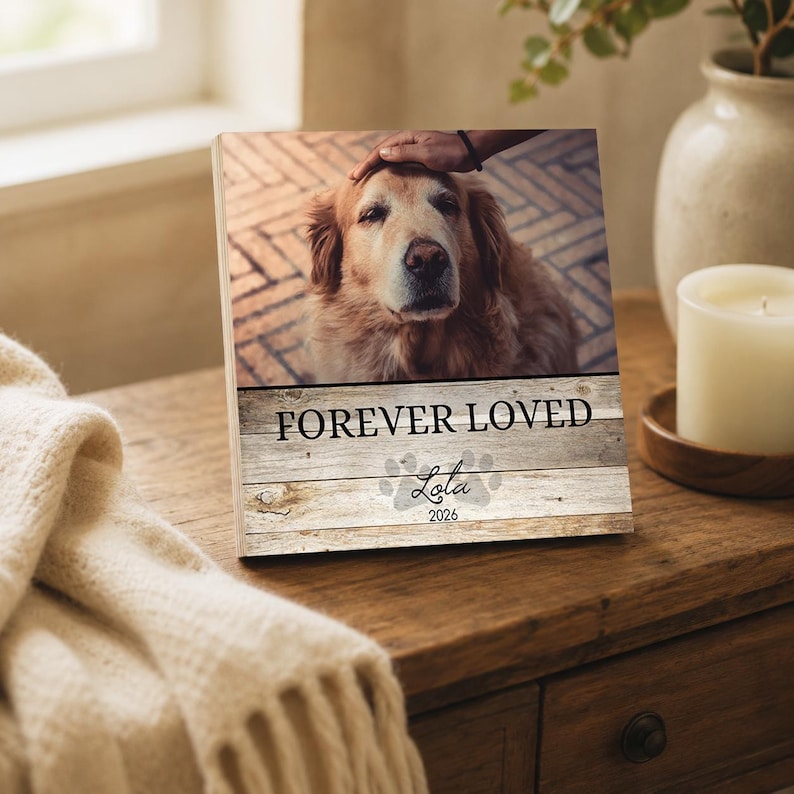 Personalized Pet Memorial Printed 4" or 6" - Wood Photo Block - Dog Loss Gift - Dog Memorial Gift - Pet Loss Gift Dog - Pet Memorial Gift image 8