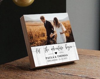Personalized Engagement Gift - Photo Block 4" or 6" - Custom Engagement Gift For Couple, Gift For Engaged Friend, Gift for Newly Engaged