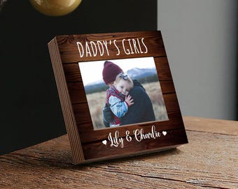 Personalisierter Vatertagsgeschenkrahmen - 4 "oder 6" Fotoblock mit handgeschriebener Karte - Vatertagsgeschenk von Tochter - Papas Mädchen
