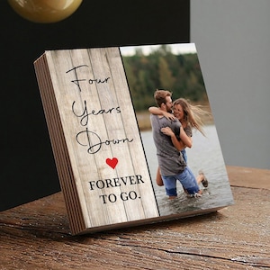 4 Year Anniversary Gift - Wood Photo Block 4&quot; or 6&quot; - Succulent Pot, 4th Year Anniversary, Wedding Anniversary Gift, 4th Anniversary Gift