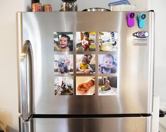UPGRADE! Printed Magnet Photo On Wood From Your INSTAGRAM - Wood Photo Block With Strong Magnets, Refrigerator Magnet, Photo Fridge Magnet