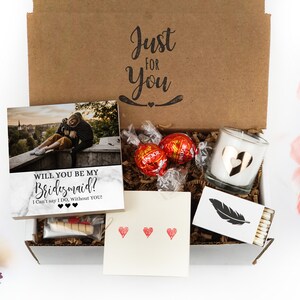 Personalized Bridesmaid Proposal Box - Custom Photo Block 4" or 6" - Spa Gifts - Will You Be My Bridesmaid Gift Box