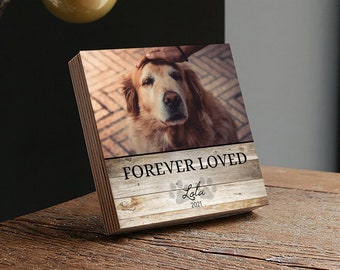 Personalized Pet Memorial Printed 4" or 6" - Wood Photo Block - Dog Loss Gift - Dog Memorial Frame - Pet Loss Gift Dog - Pet Memorial