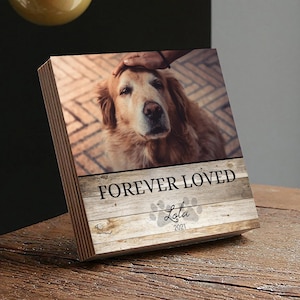 Memorial personalizado para mascotas impreso de 4" o 6" - Bloque de madera para fotos - Regalo para la pérdida de un perro - Regalo conmemorativo para la pérdida de una mascota - Regalo conmemorativo para un perro - Regalo conmemorativo para una mascota