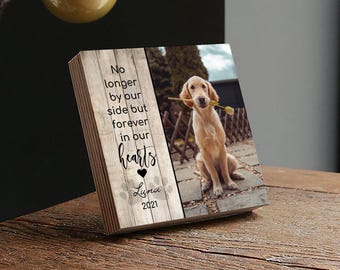 Custom Dog Memorial Gift Pet Magnet Wood Photo Plaque Sympathy Present Standing Frame Magnetic Block  Loss of a Pet Art wall decor