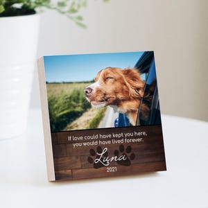 Personalized Pet Memorial Printed 4" or 6" - Wood Photo Block - Dog Loss Gift - Dog Memorial Frame - Pet Loss Gift Dog - Pet Memorial
