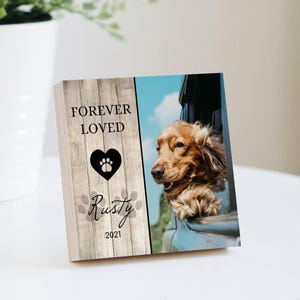 Personalized Pet Memorial Printed 4" or 6" - Wood Photo Block - Dog Loss Gift - Dog Memorial Frame - Pet Loss - Pet Memorial - Forever Loved