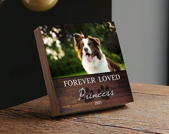 Personalized Pet Memorial Printed 4" or 6" - Wood Photo Block - Dog Loss Gift - Dog Memorial Frame - Pet Loss - Pet Memorial - Forever Loved