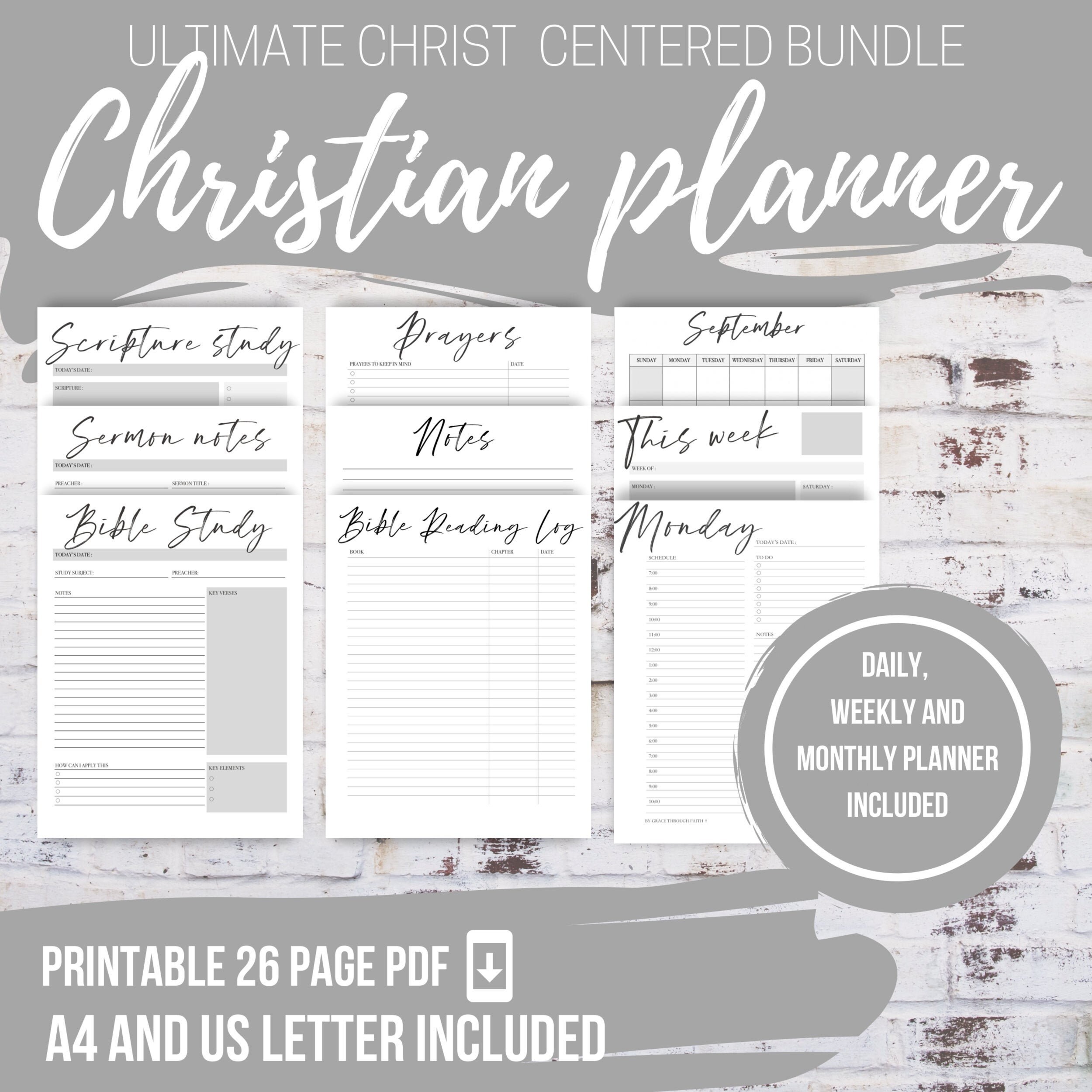 Christian printable planner Christ centered planner Bible Etsy